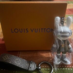 Custom Louis Vuitton Bunny Keychain Gray